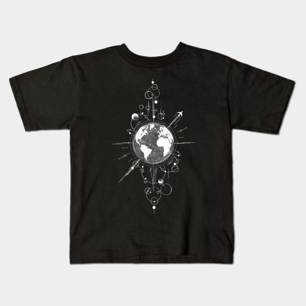 Travel The World x White Kids T-Shirt by P7 illustrations 